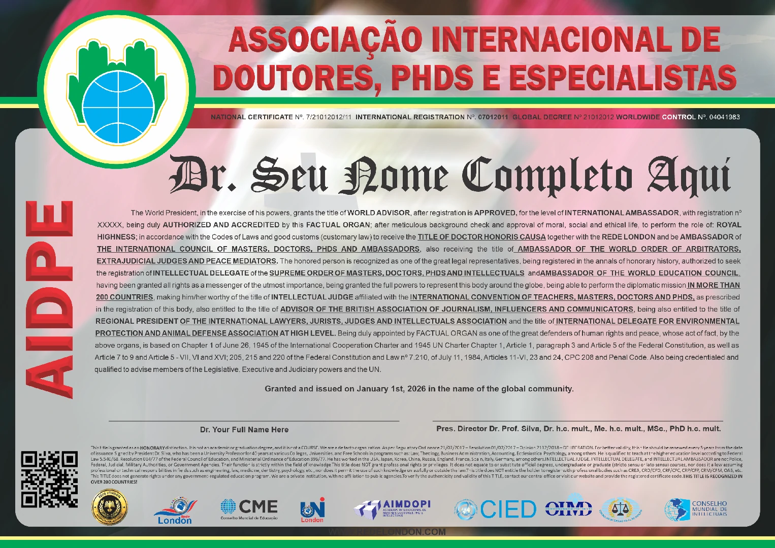 certificado internacional