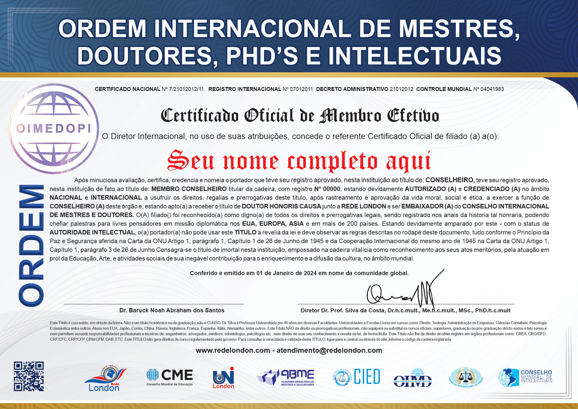 certificado internacional